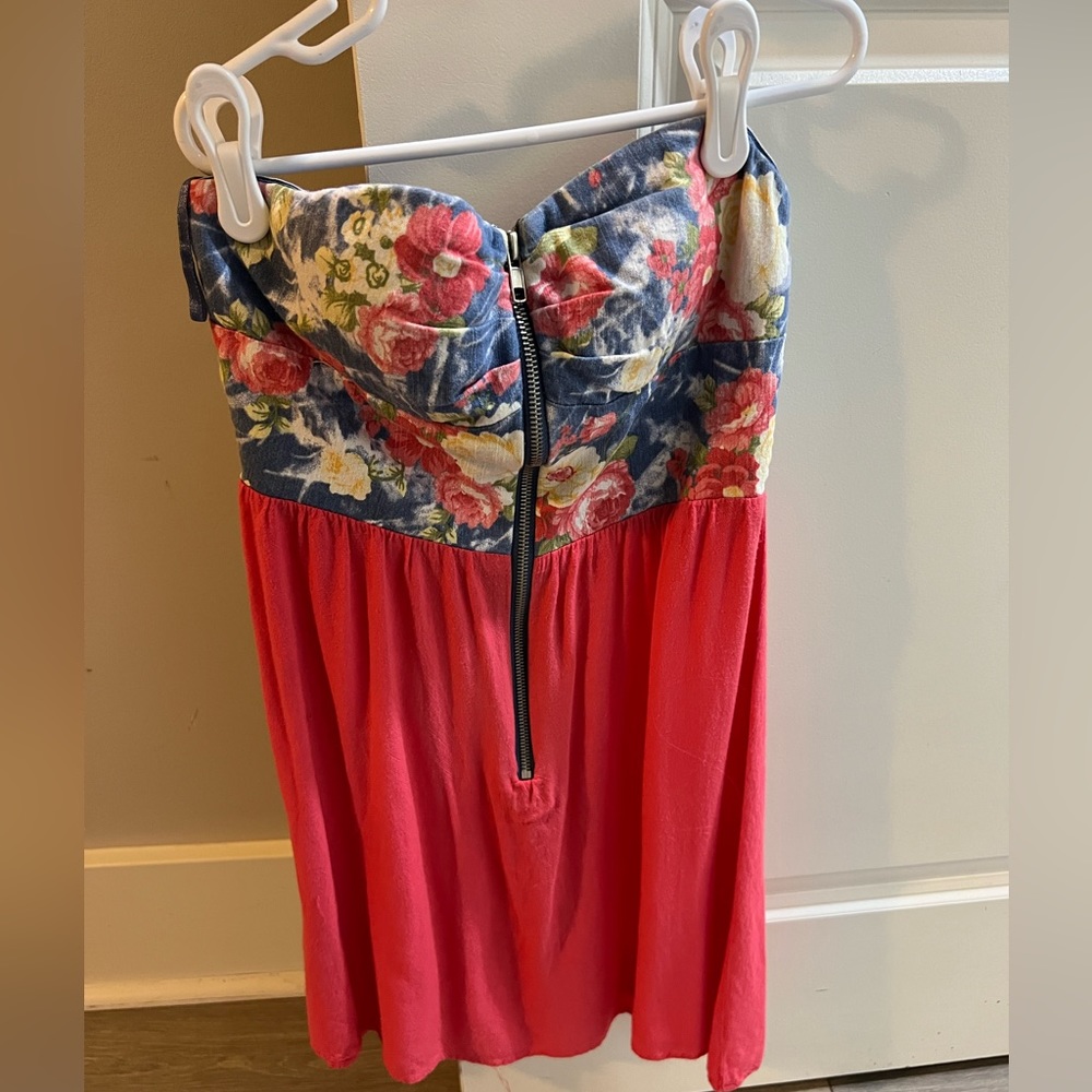 Strapless Floral Tropical Dress